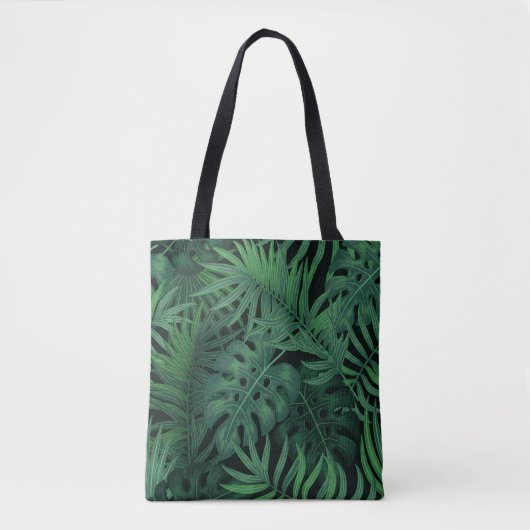 Tropical Night Green: Exotisch Plant Tote Bag (Voorkant)