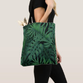 Tropical Night Green: Exotisch Plant Tote Bag (Dichtbij)