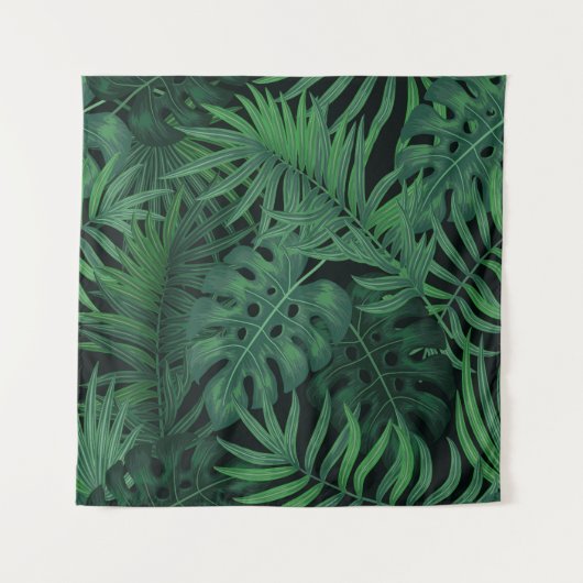 Tropical Night Green: Exotisch Plant Wandkleed (Voorkant)