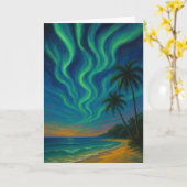 Tropical Northern Lights Christmas Kaart (Gele Bloem)