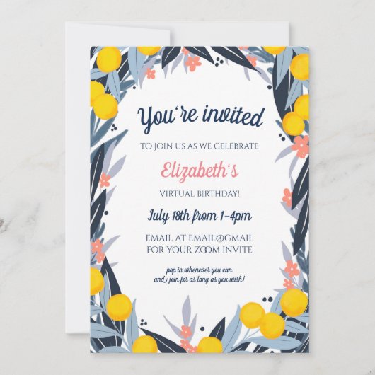 Tropical Notes Virtueel verjaardagsfeestje Kaart (Voorkant)