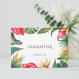 Tropical Oases Flowers Wedding Escort Kaart