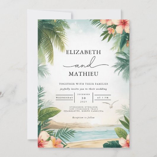 Tropical Oasis Floral Arch Wedding Kaart (Voorkant)