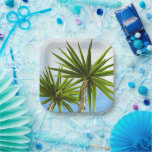 Tropical Oasis Papieren Bordje<br><div class="desc">Transform your space with this vibrant, painted effect artwork featuring striking palm trees. The lush green foliage against a bright blue sky creates an uplifting ambiance, making it a perfect addition to your home or office. Ideal for those seeking a touch of nature, this piece is great for wall decor,...</div>