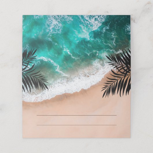 Tropical Ocean Beach Bruiloft Plaatskaartje (Buitenkant ongevouwen)