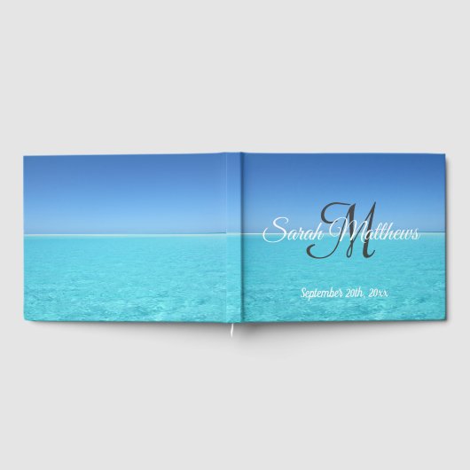 Tropical Ocean Beach Monogram Huwelijk Gastenboek (Volledig)