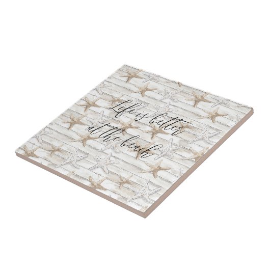 Tropical Ocean Beach Starfish bruiloft Tegeltje (Zijkant)