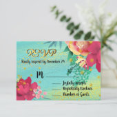 Tropical Ocean Breeze bloemengoud RSVP Kaartje (Staand voorkant)