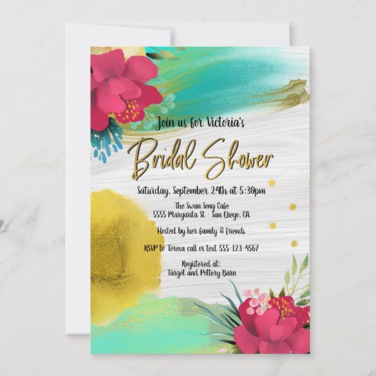 Tropical Ocean Breeze Bruids Douche Uitnodiging (Voorkant)