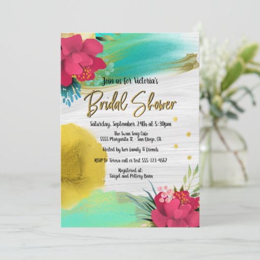 Tropical Ocean Breeze Bruids Douche Uitnodiging (Staand voorkant)