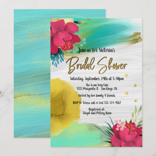 Tropical Ocean Breeze Bruids Douche Uitnodiging (Voorkant / Achterkant)