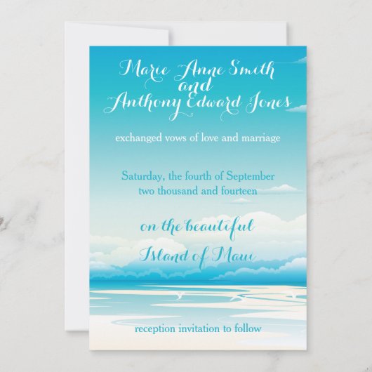 TROPICAL OCEAN DREAMS huwelijksaankondiging Kaart (Achterkant)