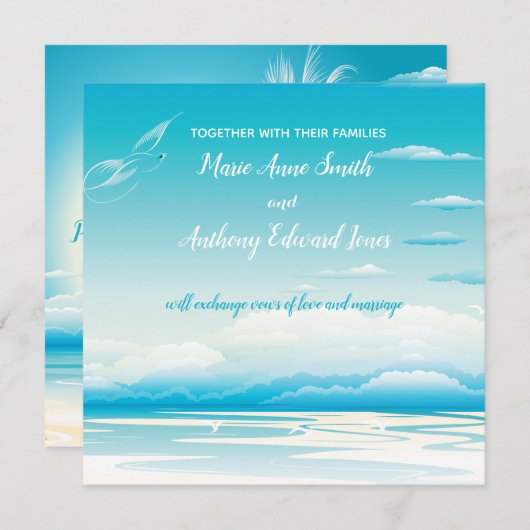 TROPICAL OCEAN DREAMS Wedding Invitation Kaart (Voorkant / Achterkant)