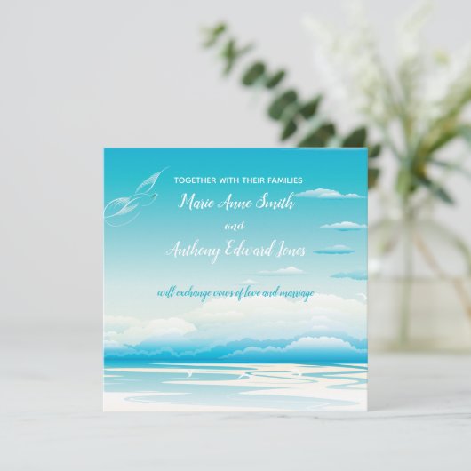 TROPICAL OCEAN DREAMS Wedding Invitation Kaart (Staand voorkant)
