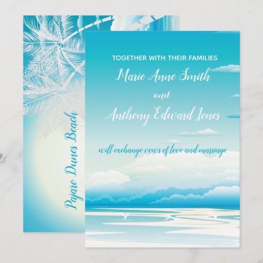 TROPICAL OCEAN DREAMS Wedding Invitation Kaart (Voorkant / Achterkant)