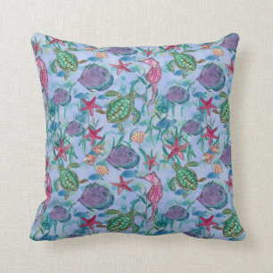 Tropical Ocean Fish Seahorse Zee Schildpad Waterve Kussen