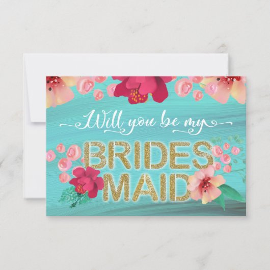 Tropical Ocean Gold Wil je mijn bruidsmeisje zijn? Kaart (Voorkant)