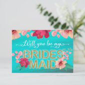 Tropical Ocean Gold Wil je mijn bruidsmeisje zijn? Kaart (Staand voorkant)