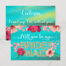 Tropical Ocean Gold Wil je mijn bruidsmeisje zijn? Kaart