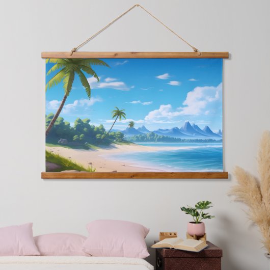 Tropical Ocean Island Sandy Beach Shore Hangend Wandkleed (Slaapkamer)