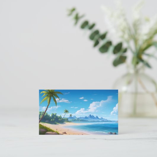 Tropical Ocean Island Sandy Beach Shore Informatiekaartje (Staand voorkant)