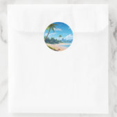 Tropical Ocean Island Sandy Beach Shore Ronde Sticker (Tas)