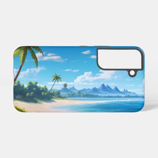 Tropical Ocean Island Sandy Beach Shore  Samsung Galaxy Hoesje (Achterkant horizontaal)