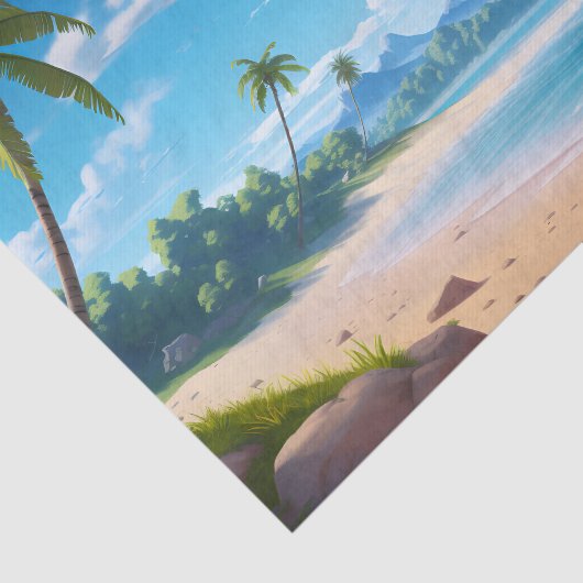 Tropical Ocean Island Sandy Beach Shore Tissuepapier (Detail)