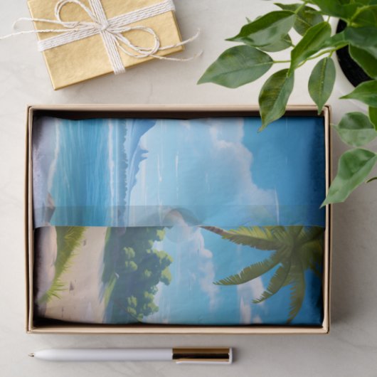 Tropical Ocean Island Sandy Beach Shore Tissuepapier (Geschenk)