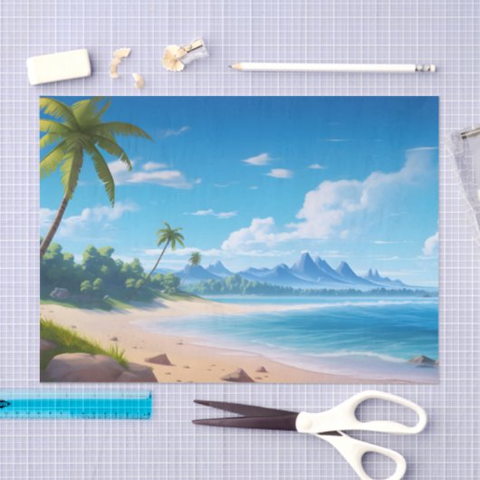 Tropical Ocean Island Sandy Beach Shore Tissuepapier (Craft)