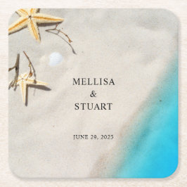 Tropical ocean sand starfish summer beach wedding  kartonnen onderzetters