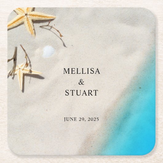 Tropical ocean sand starfish summer beach wedding kartonnen onderzetters (Voorkant)