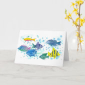 Tropical Ocean School of Fish Blank Note Kaart (Gele Bloem)