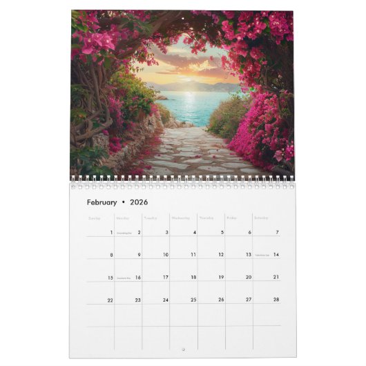 Tropical Ocean Views & Serene Coastal | Beaches  Kalender (Feb 2026)