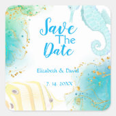 Tropical Ocean Wedding Square Sticker (Voorkant)
