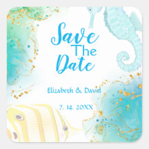 Tropical Ocean Wedding Square Sticker