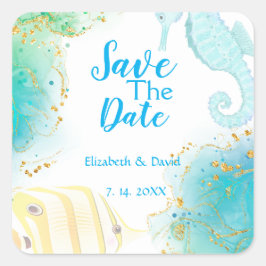 Tropical Ocean Wedding Square Sticker