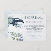 Tropical Ocean Whale Wedding Details info kaart (Voorkant / Achterkant)