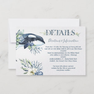Tropical Ocean Whale Wedding Details info kaart