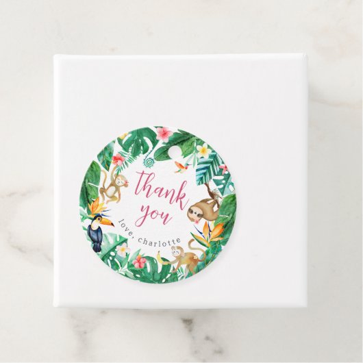 Tropical Oerwoud Animals Kids Verjaardag Dank u Bedankjes Labels (In situ)