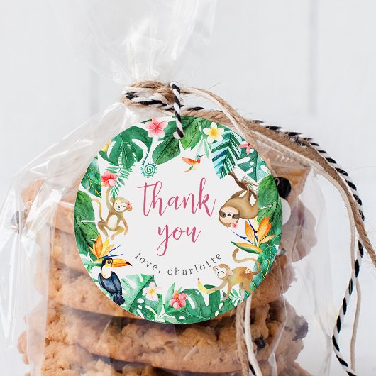 Tropical Oerwoud Animals Kids Verjaardag Dank u Bedankjes Labels