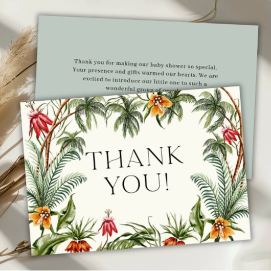 Tropical Oerwoud Baby shower dank u kaart