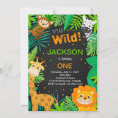 Tropical Oerwoud Safari Black Verjaardagsuitnodigi Kaart (Voorkant)