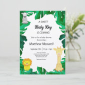 Tropical Oerwoud Safari Boy Baby shower Inv Kaart (Staand voorkant)