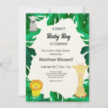 Tropical Oerwoud Safari Boy Baby shower Inv