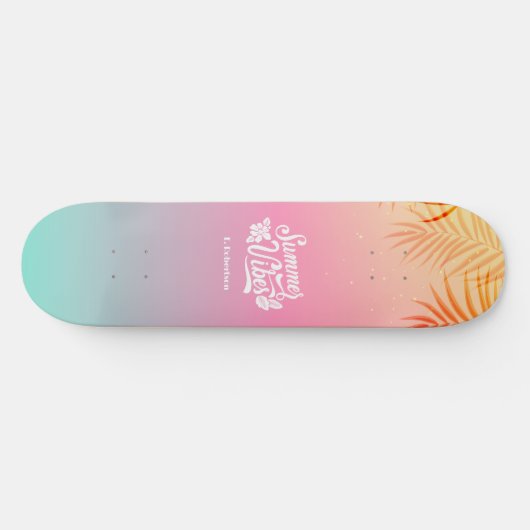 Tropical Ombre Zomer Vibes Aangepaste naam Persoonlijk Skateboard (Horizontaal)