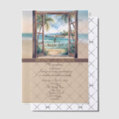 Tropical Open Window Ocean Beach Vellum Uitnodigingen (Offset (Uitnodiging))