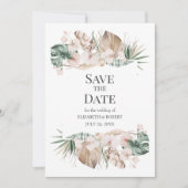 Tropical Orchid en Monstera Save The Date Kaart (Voorkant)