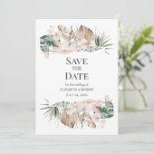 Tropical Orchid en Monstera Save The Date Kaart (Staand voorkant)