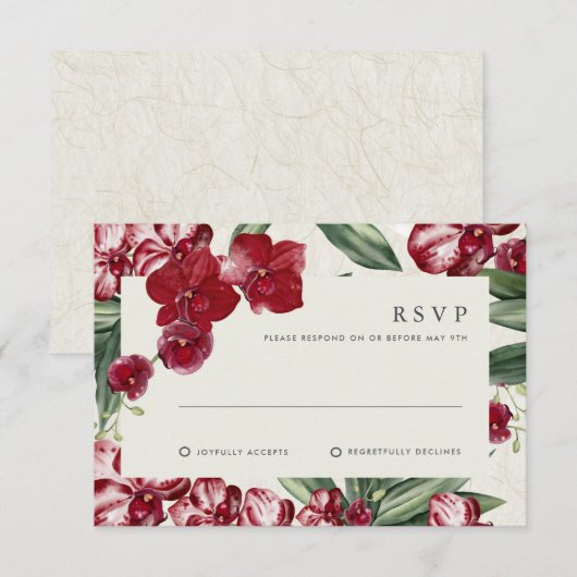 Tropical Orchid Hawaiian Island Wedding Invitation RSVP Kaartje (Voorkant / Achterkant)